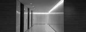 Black and white lobby