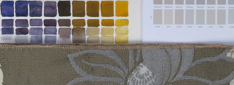 Color selection involving fabric and palette