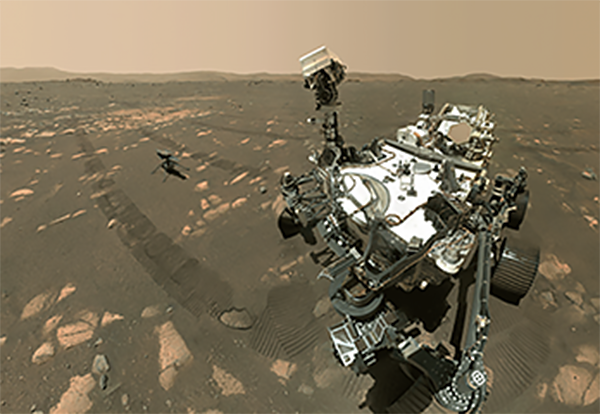 Self-portrait of Mars 2020 Perseverance rover and Ingenuity helicopter. https://en.wikipedia.org/wiki/Mars_2020