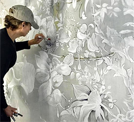 Beginning work on the mural